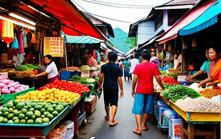 **

A Thai market scene, bustling with activity, focus on a character with a conflicted expression, caught between helping someone and pursuing their own goals. Bright, vibrant colors.

**