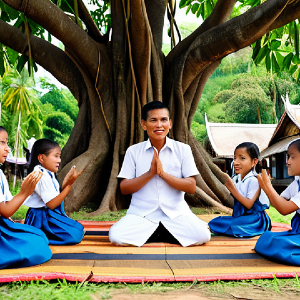 스토리텔러 자격증과 관련된 실무 사례 - Traditional Thai Storyteller**

"A Thai storyteller, fully clothed in traditional Thai attire, sitti...