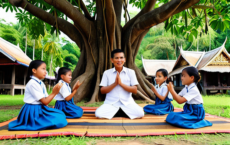 스토리텔러 자격증과 관련된 실무 사례 - Traditional Thai Storyteller**

"A Thai storyteller, fully clothed in traditional Thai attire, sitti...