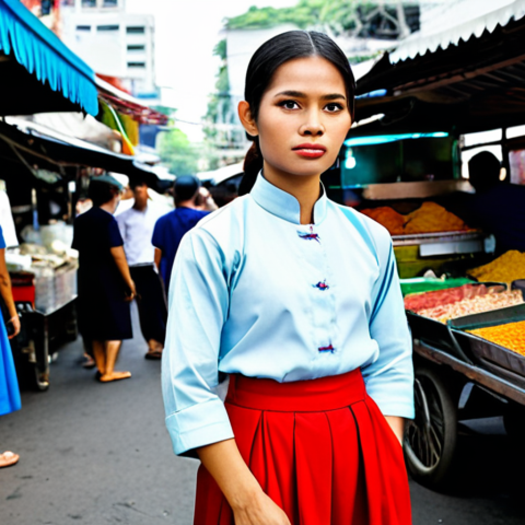 스토리텔러가 작성한 베스트 스토리 예시 - The Reluctant Heroine**

"A young Thai woman, fully clothed in modest, traditional Thai clothing, st...