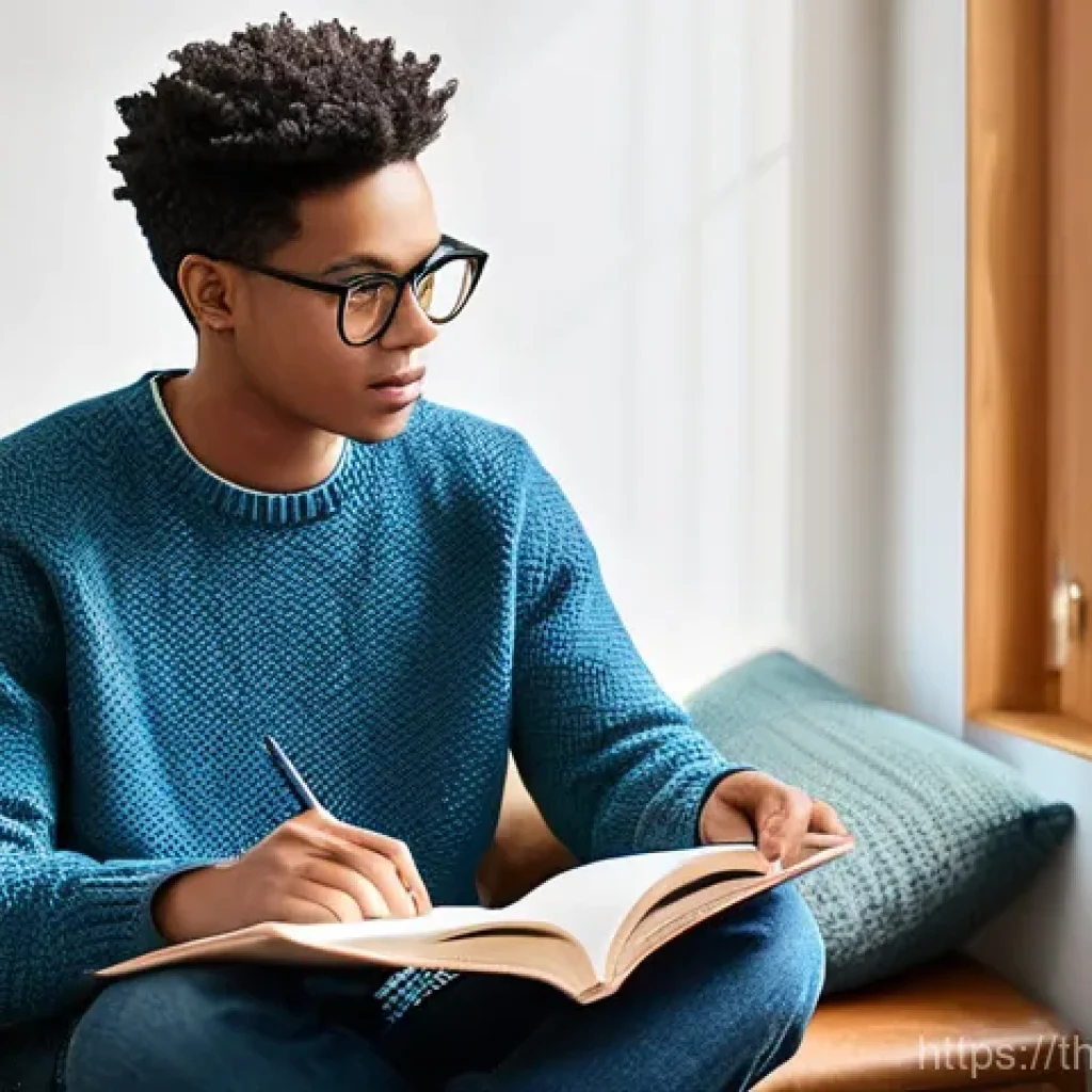 스토리텔러 자격증 시험 준비의 모든 것 - **Prompt:** A young adult, of any gender, is immersed in learning about storytelling in a cozy, mode...