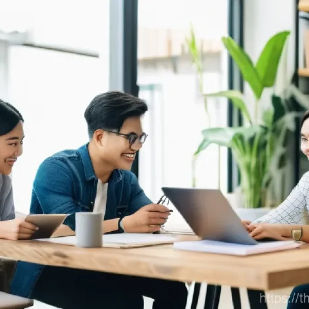 스토리텔러 인맥 구축 전략 - **Prompt 1: Collaborative Brainstorming Session**
    "A group of four diverse young Thai content cr...