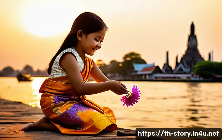 스토리텔러가 알아야 할 글쓰기 기술 - **Prompt:** A young Thai girl, around 7 years old, wearing a traditional Thai silk dress (Suea pat) ...
