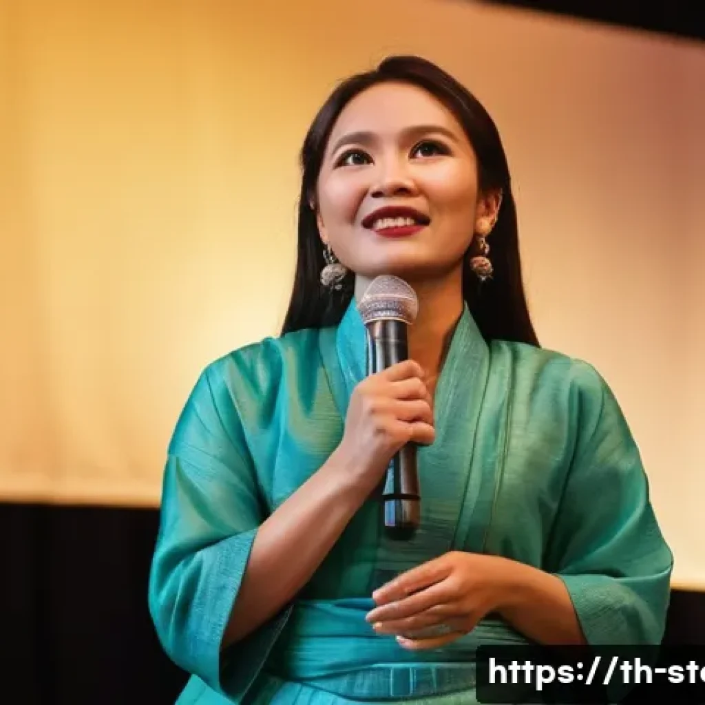 스토리텔러 실기 시험의 주요 평가 요소와 전략 분석과 연구 - **A Captivating Storyteller Engaging an Audience:** A vibrant, medium shot of a female storyteller i...