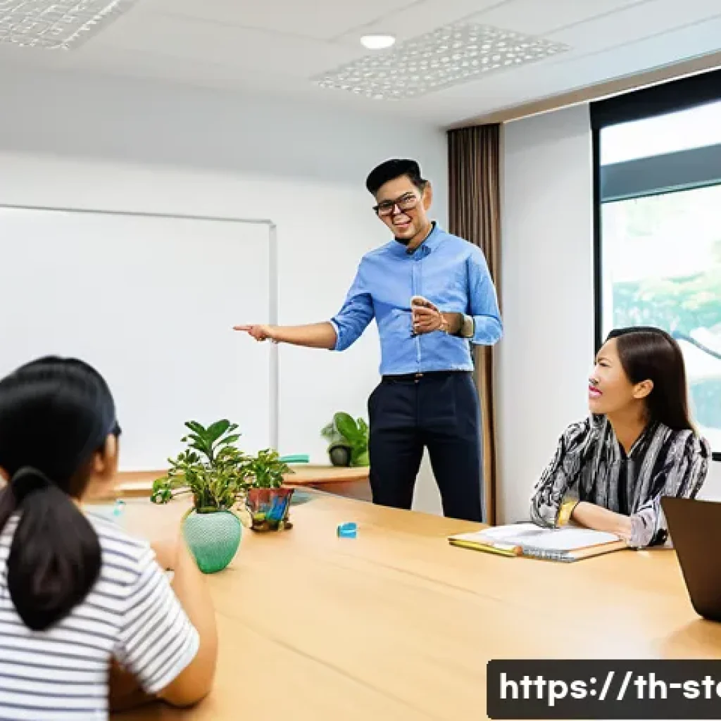 스토리텔러 직무 교육 과정 비교 - A modern classroom setting showing a diverse group of adult students attending an offline storytelli...