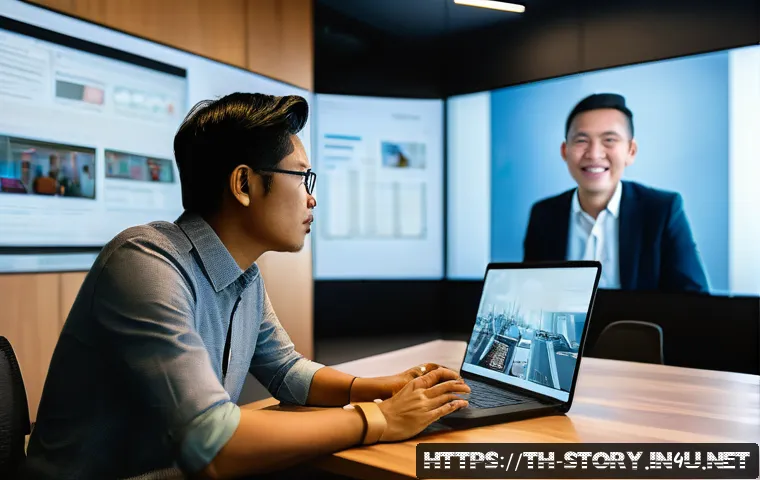 스토리텔러 자격증 취득 과정의 성공 사례와 전략 - A professional storyteller in a modern Thai office setting, confidently presenting a digital story u...