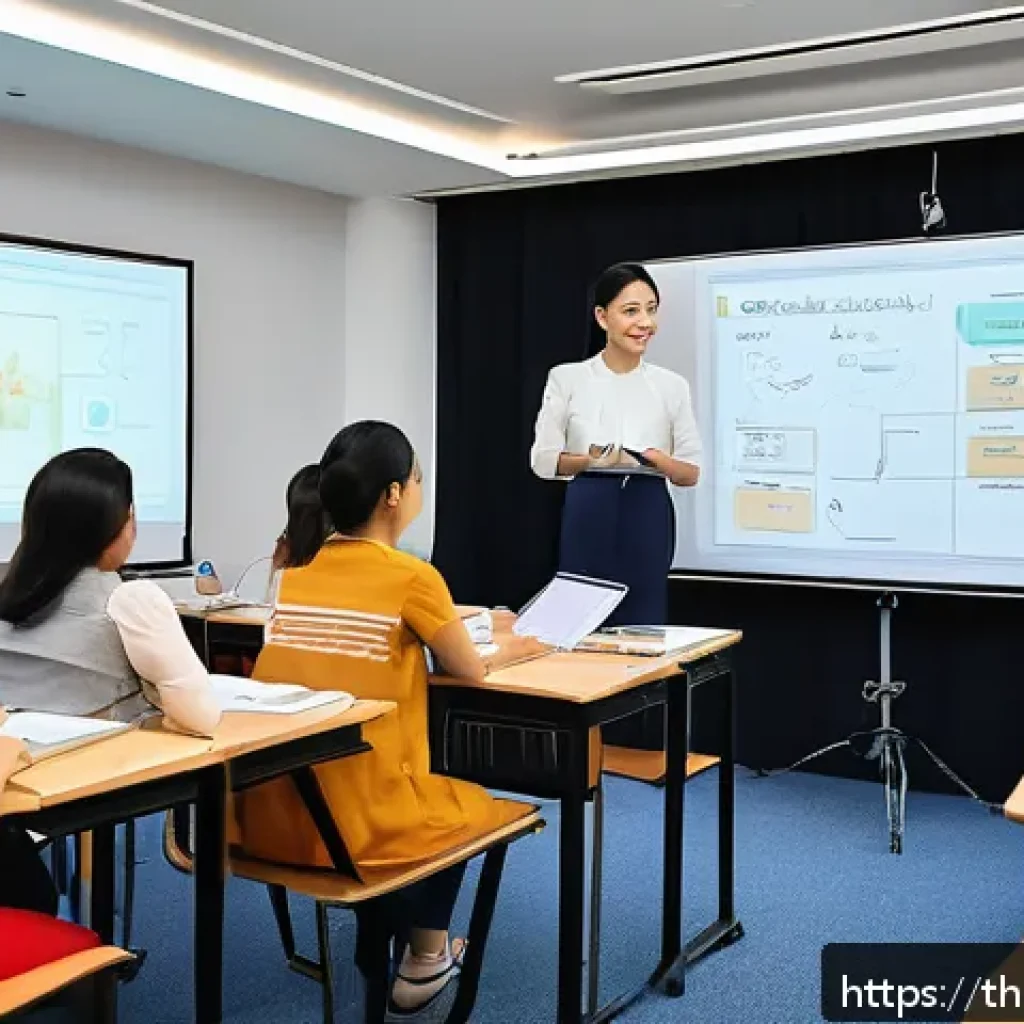 스토리텔러 자격증 발급 기관 소개 - A professional classroom setting in Bangkok, Thailand, showing a diverse group of adult learners att...