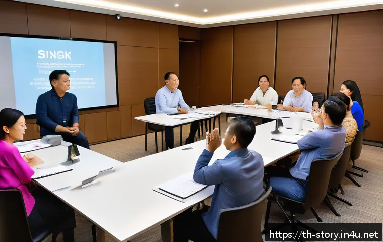스토리텔러와 관련된 컨퍼런스 및 네트워킹 - A professional storytelling workshop scene in a modern Bangkok conference room, featuring a diverse ...