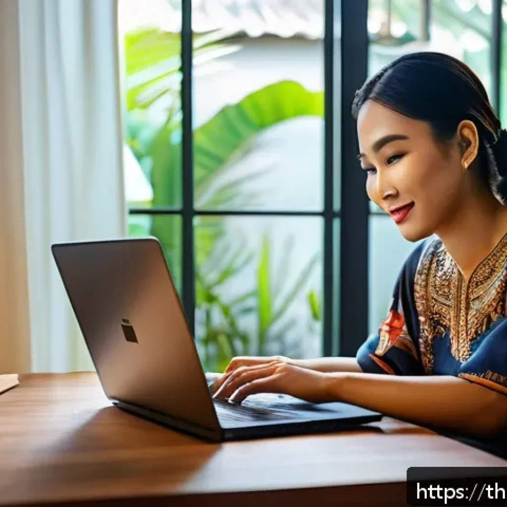 스토리텔러로서 성공하는 데 필요한 역량 - A warm and engaging scene of a Thai content creator in a cozy home office, passionately storytelling...