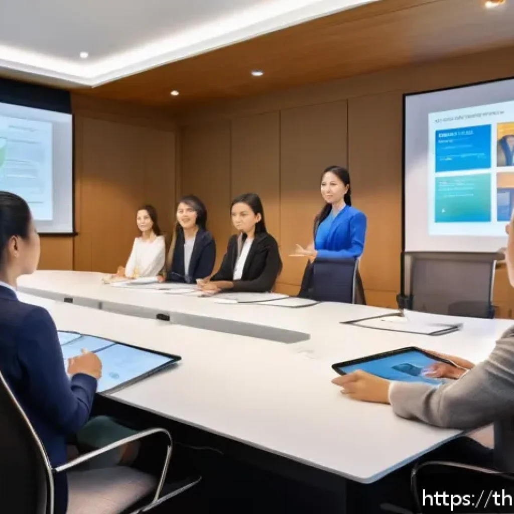 스토리텔러 이론과 실무의 차이 - A professional business presentation scene set in a modern Thai conference room, featuring a confide...