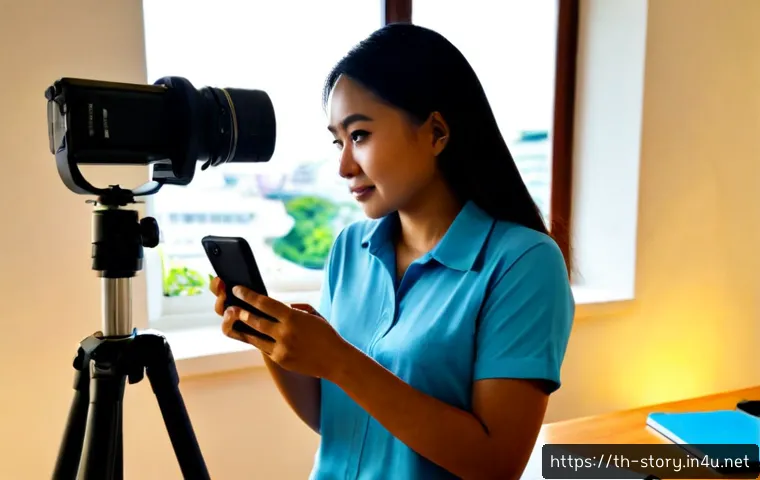 Home 17 스토리텔러로서 개인 브랜드를 성장시키는 법 - Photorealistic Thai storyteller building a personal brand in a warm Bangkok home studio, confident w...
